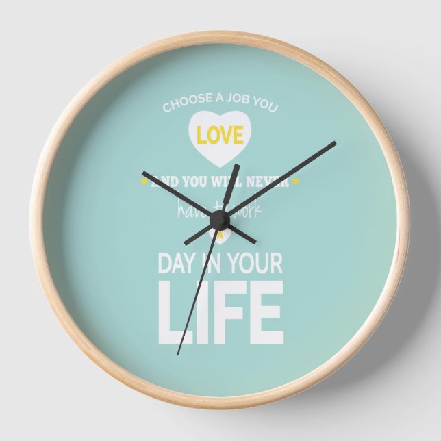 Choose Job Teal Inspirational Quotes Wall Clock (Front)