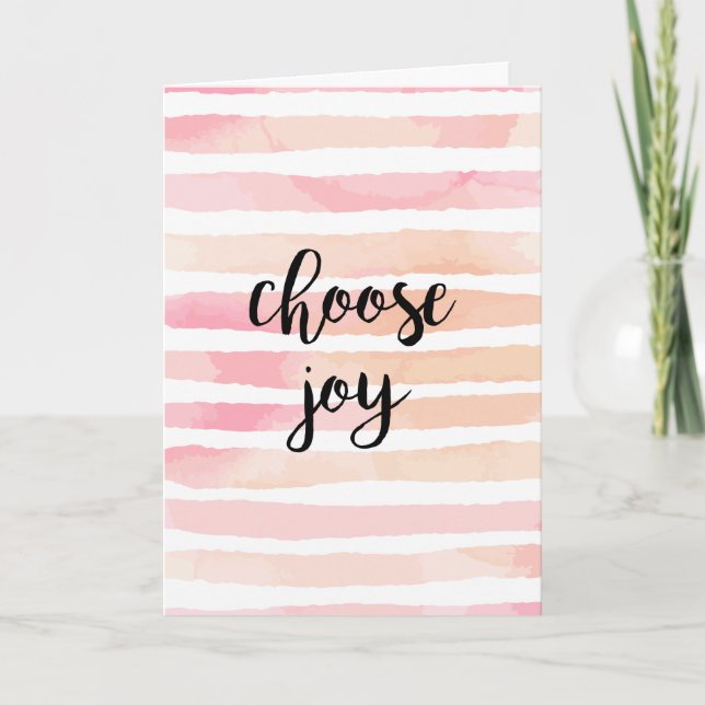 Choose Joy Blank Pink Watercolor Hand Lettering Card (Front)