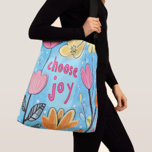 Choose Joy Colourful Flower Art Crossbody Bag