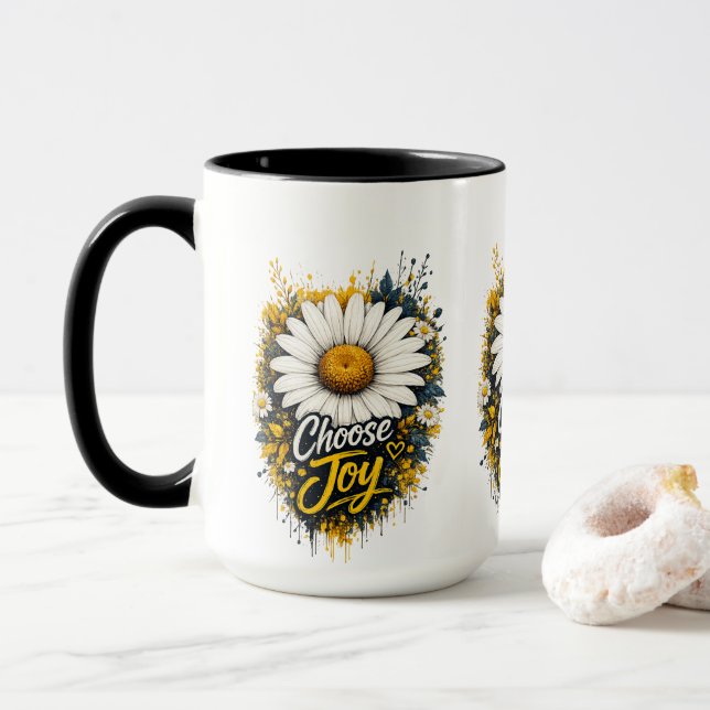 Choose Joy Daisy Floral Coffee Mug (With Donut)