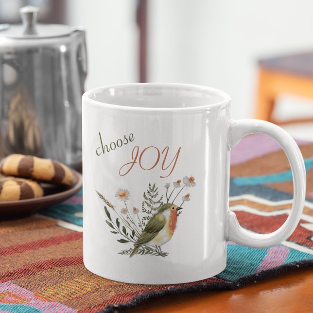 ‘Choose Joy’ Encouragement Quote Bird Watercolor Coffee Mug (Creator Uploaded)