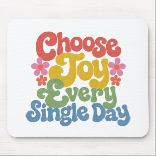Choose Joy Every Single Day Retro Rainbow Mouse Pad