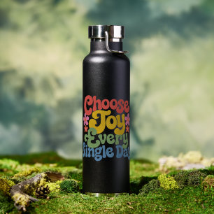 Choose Joy Every Single Day Retro Rainbow  Water Bottle
