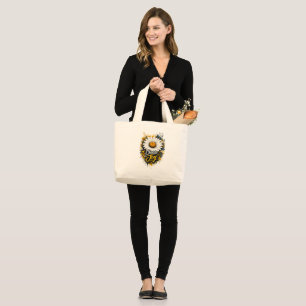 Choose Joy Large Daisy Floral Jumbo Tote Bag