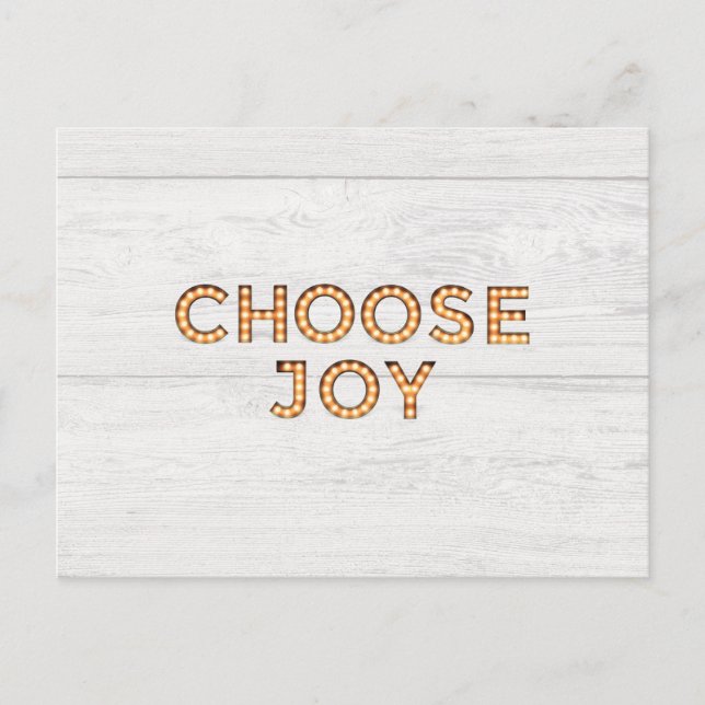 Choose Joy Light Up Style Letters Positive Message Holiday Postcard (Front)