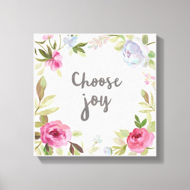 Choose Joy Pastel Floral Canvas Print (Front)