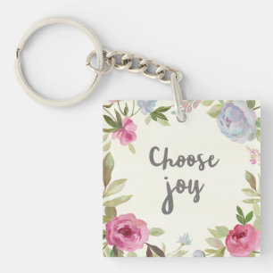 Choose Joy Pastel Floral Key Ring