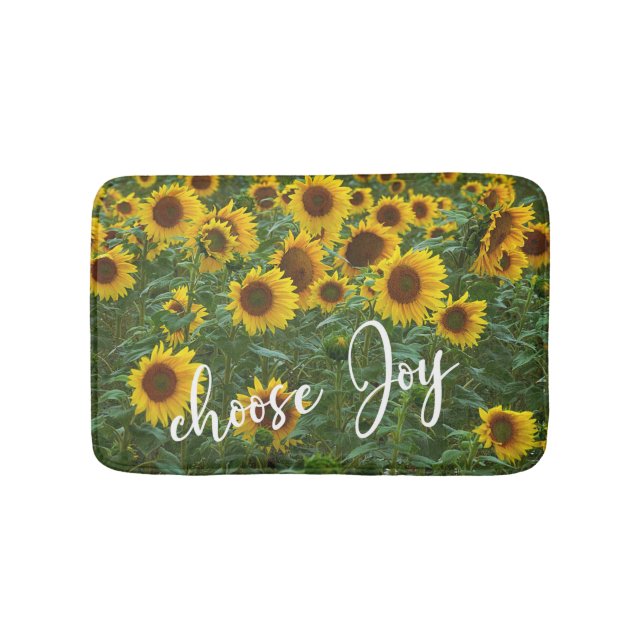 Choose Joy Quote Sunflower Field Matching Bath Mat (Front)