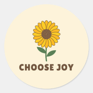 Choose Joy Sunflower Positive Floral Inspirational Classic Round Sticker
