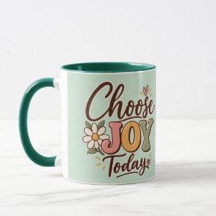 Choose Joy Today Retro Groovy Daisy Positive Quote Mug