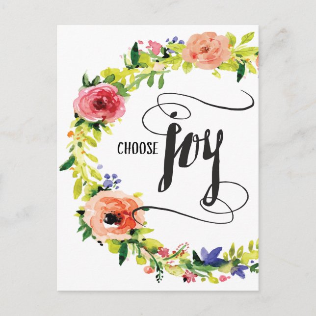 Choose Joy, with Flowers Postcard (Front)
