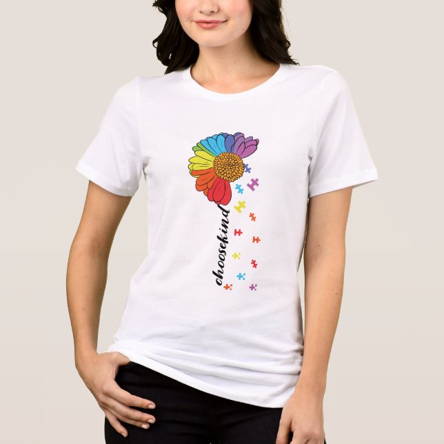Choose Kind Autism Awareness Flower Puzzle Tri-Blend Shirt (Front)