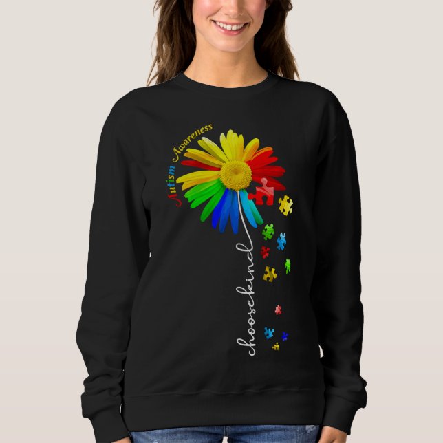 Choose Kind Autism Awareness Sunflower Mum Women K Sweatshirt (Front)