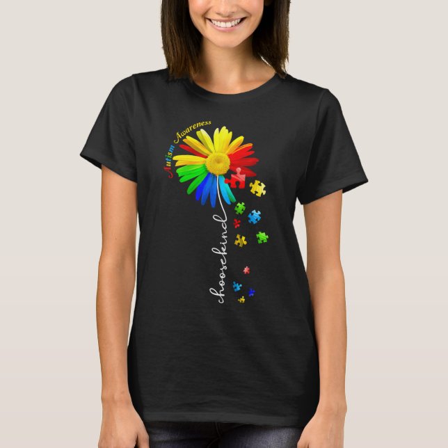 Choose Kind Autism Awareness Sunflower Mum Women K T-Shirt (Front)