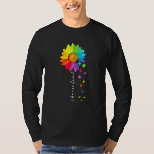 Choose Kind Rainbow Sunflower Warrior Autism Aware T-Shirt