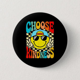 Choose kindness be kind inspirational kids groovy 6 cm round badge