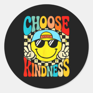 Choose kindness be kind inspirational kids groovy classic round sticker