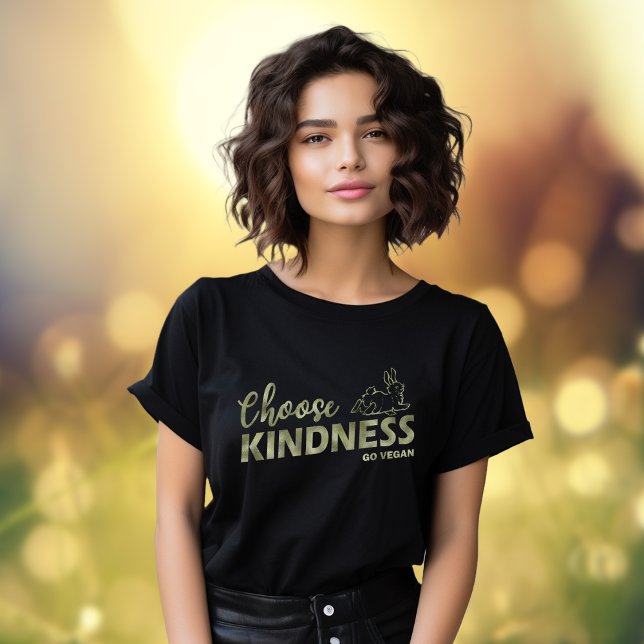 Choose Kindness Green Foil Go Vegan T-Shirt (Creator Uploaded)