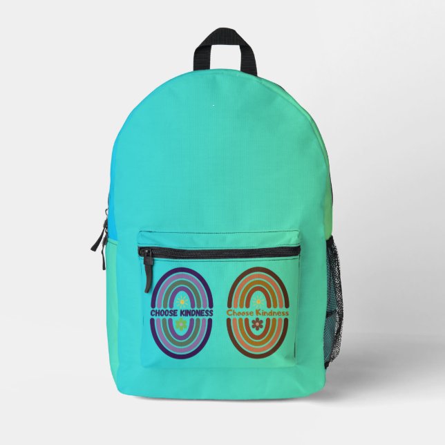 Choose kindness. Make the World kinder Printed Backpack (Front)