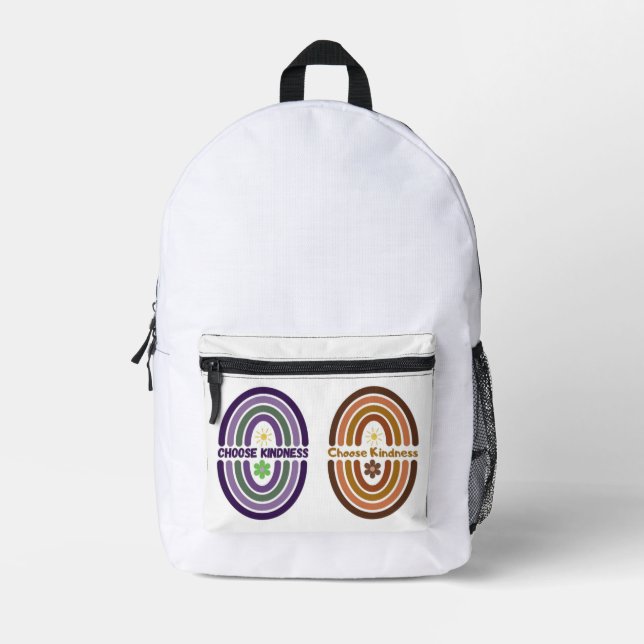 Choose kindness. Make the World kinder Printed Backpack (Front)