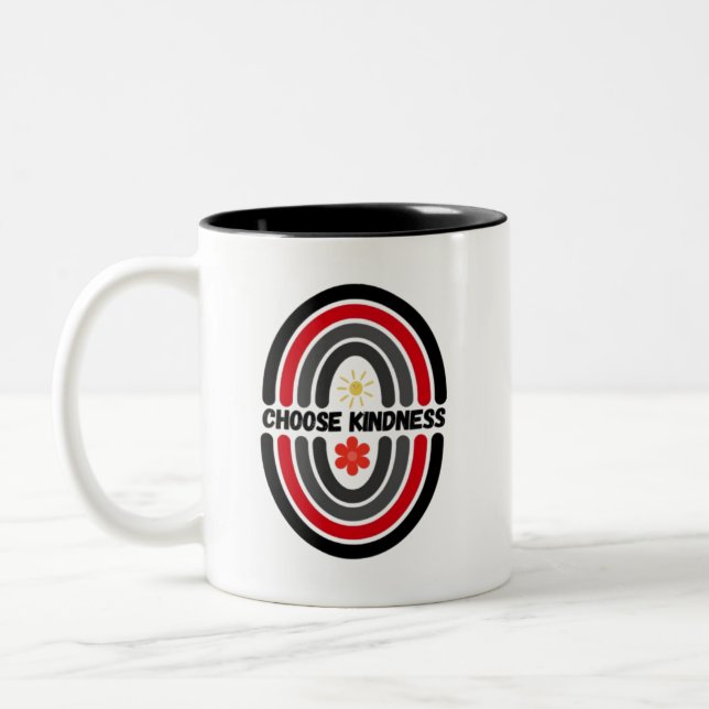 Choose kindness, make the world kinder Two-Tone coffee mug (Left)