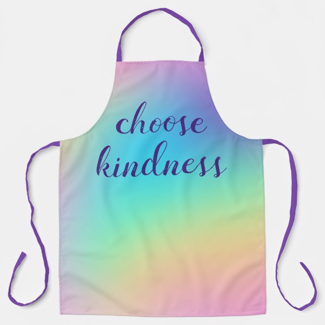 "Choose Kindness" Pastel Rainbow Gradient Apron (Front)