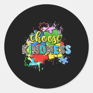 Choose Kindness Puzzle World Autism Awareness Day  Classic Round Sticker