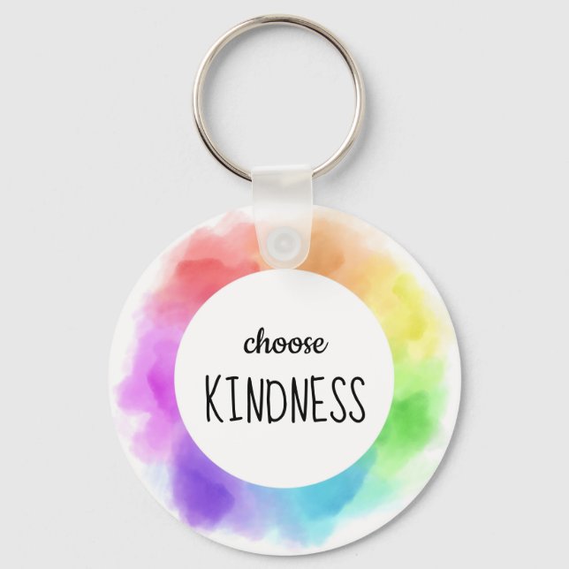 Choose Kindness Quote Rainbow Clouds Key Ring (Front)