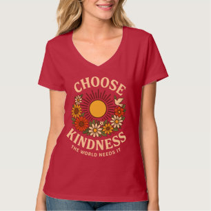 Choose Kindness Retro Floral Art T-Shirt