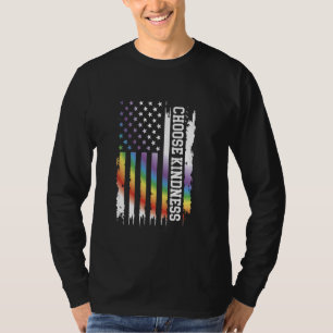 Choose Kindness United States Distressed Rainbow w T-Shirt