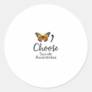 Choose life suicide Awareness Colorful Dragonfly T Classic Round Sticker