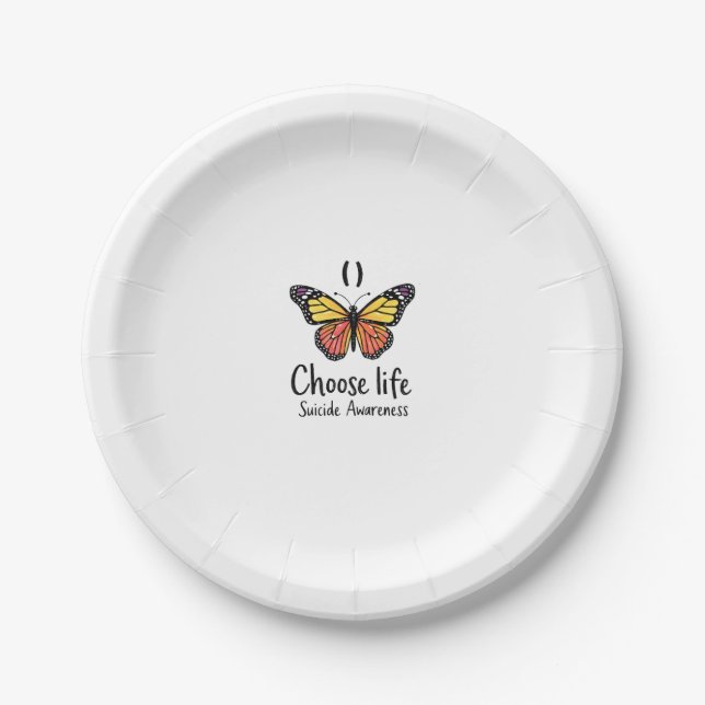 Choose life suicide Awareness Colorful Dragonfly T Paper Plate (Front)