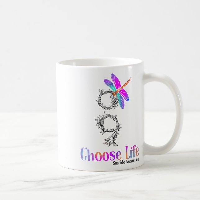 Choose Life Suicide Awareness Dragonfly  Coffee Mug (Right)