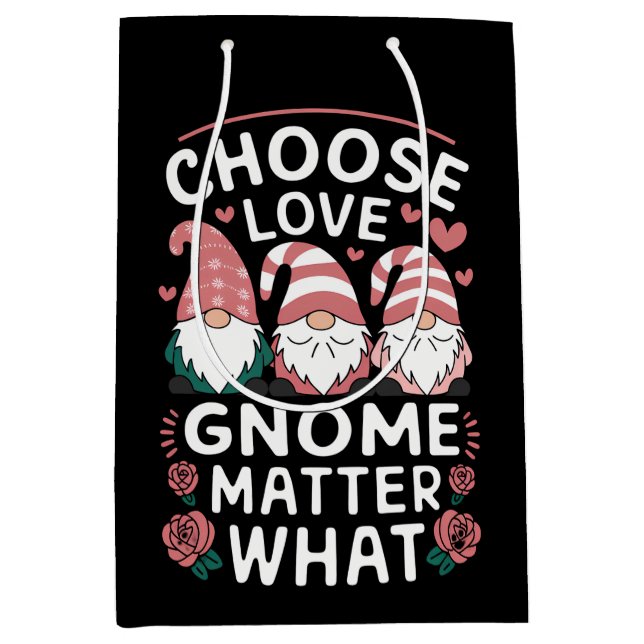 Choose Love Gnome Matter What Valentine's Day Medium Gift Bag (Front)