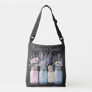 Choose Positivity Mason Jar Faith Hope Love & Joy Crossbody Bag