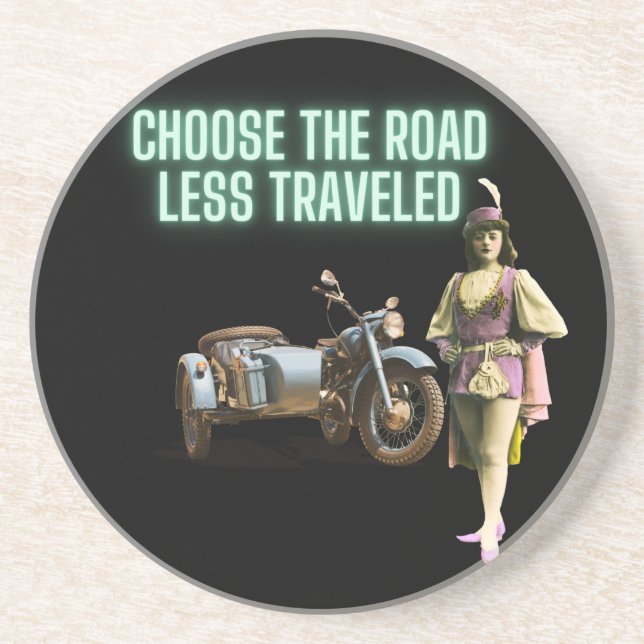 Choose the Road Less Travelled Fun Altered Art   Coaster (Front)