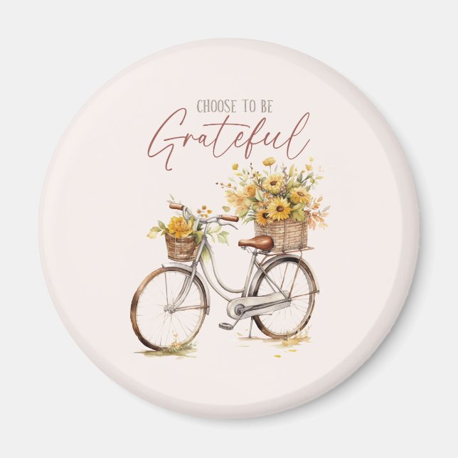 Choose to Be Grateful – Bicycle & Rustic Fall Magnet (Front)