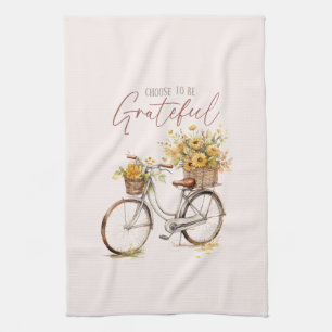 Choose to Be Grateful – Bicycle & Rustic Fall Tea Towel