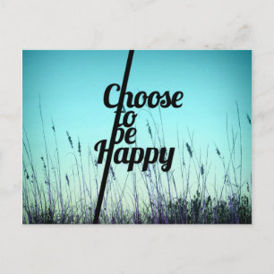 "Choose to be Happy" Typography in Teal Postcard