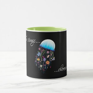 Choose to bloom encouragement floral jellyfish mug