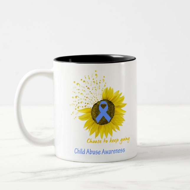 Choose To Keep Going Child Abuse Awareness Two-Tone Coffee Mug (Left)