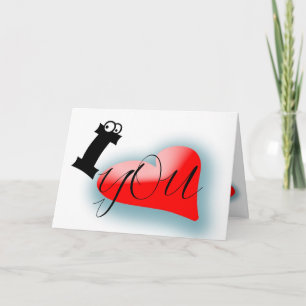 Choose Typographic I LOVE You Red Heart Greeting C Card
