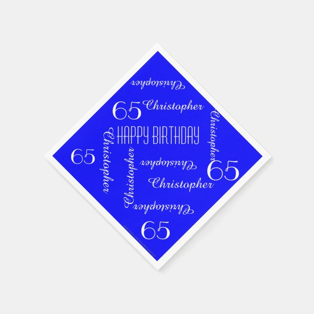 CHOOSE YOUR COLOR 65th Birthday Party Repeat Names Napkin (Corner)