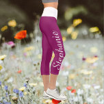 CHOOSE YOUR COLOR custom yoga capri leggings<br><div class="desc">CHOOSE YOUR COLOR custom yoga capri leggings! Printed edge to edge, with your name in large white script up one leg! Sample is rich berry with white waistband, but you can easily customise to colour of your choice. Also easy to change or delete example text, "create your own". All Rights...</div>