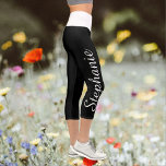 CHOOSE YOUR COLOR custom yoga capri leggings<br><div class="desc">CHOOSE YOUR COLOR custom yoga capri leggings! Printed edge to edge, with your name in large white script up one leg! Sample is black with white waistband, but you can easily customise to colour of your choice. Also easy to change or delete example text. All Rights Reserved © 2020 Alan...</div>
