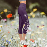 CHOOSE YOUR COLOR custom yoga capri leggings<br><div class="desc">CHOOSE YOUR COLOR custom yoga capri leggings! Printed edge to edge, with your name in large white script up one leg! Sample is deep aubergine purple, but you can easily customise to colour of your choice. Also easy to change or delete example text. All Rights Reserved © 2020 Alan &...</div>