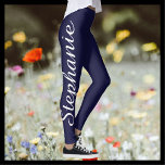 CHOOSE YOUR COLOR Custom Yoga Leggings with Name<br><div class="desc">CHOOSE YOUR COLOR custom yoga leggings! Printed edge to edge, with your name in large white script up one leg! Sample is midnight blue , but you can easily customise to colour of your choice. Also easy to change or delete example text. All Rights Reserved © 2016 Alan & Marcia...</div>