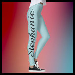 CHOOSE YOUR COLOR Custom Yoga Leggings with Name<br><div class="desc">CHOOSE YOUR COLOR custom yoga leggings! Printed edge to edge, with your name in large black script up one leg! Sample is robins egg blue but you can easily customize to color of your choice, "create your own". Also easy to change or delete example text. All Rights Reserved © 2016...</div>
