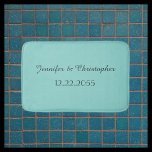 CHOOSE YOUR COLOR Personalised Plush Bath Mat<br><div class="desc">This plush bath mat can be any background colour you select.  Default background is  a beautiful sea green; two lines of personalisation are dark sea green.  A great gift for a wedding,  shower,  anniversary...   All Rights Reserved © 2015 Alan & Marcia Socolik.</div>