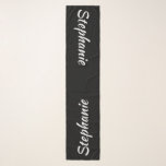 CHOOSE YOUR COLOR, Personalised with Name Scarf<br><div class="desc">CHOOSE YOUR COLOR custom chiffon scarf!  Printed edge to edge,  with your name in large white script onboth ends! Sample is black,  but you can easily customise to colour of your choice.   Also easy to change or delete example text.  All Rights Reserved © 2017 Alan & Marcia Socolik.</div>